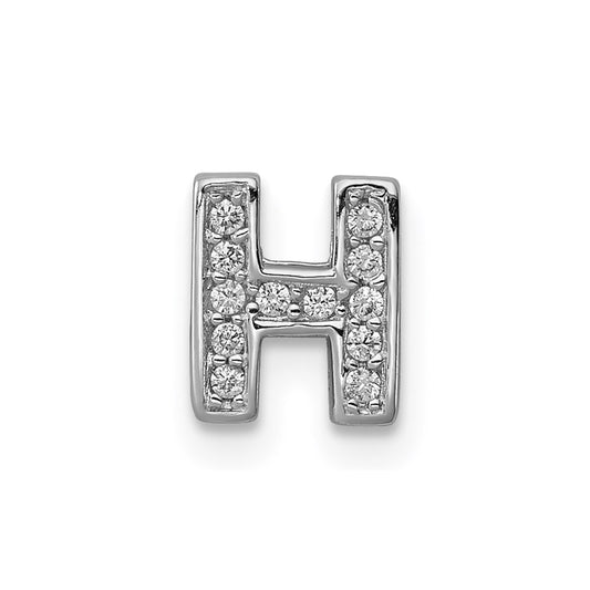 Sterling Silver Rhodium-plated CZ Letter H Initial Slide Charm