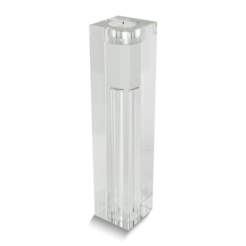Large Rectangular Crystal Glass Bud Vase/ Tealight Candle Holder
