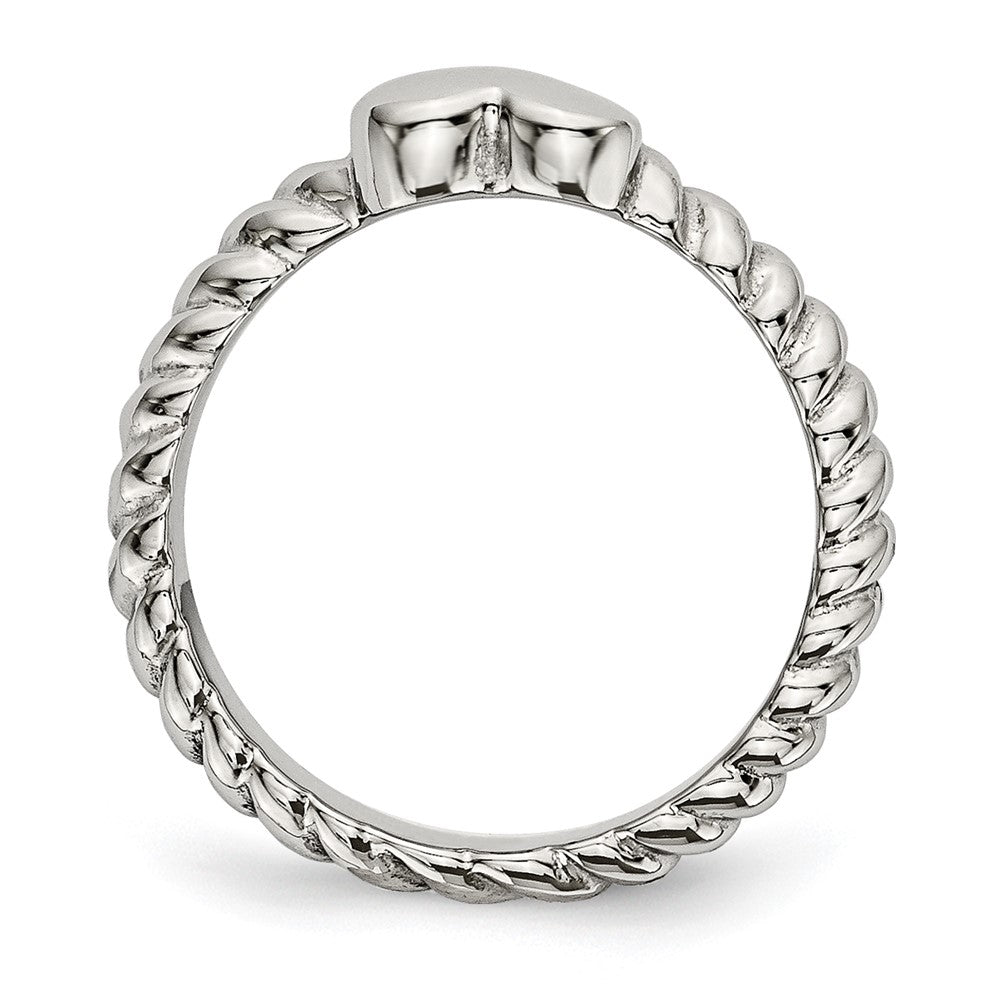 Stainless Steel Polished Twisted Heart Ring Size - 9
