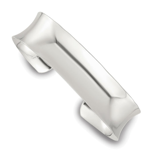 Sterling Silver Polished 15mm Concave Cuff Bangle