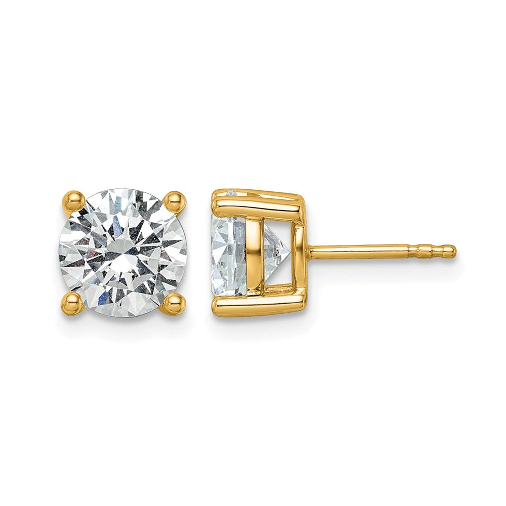 14K Gold 3 Carat Lab Grown Diamond VS/SI+ G+ Round 4-Prong Heavyweight Complete Stud Earrings