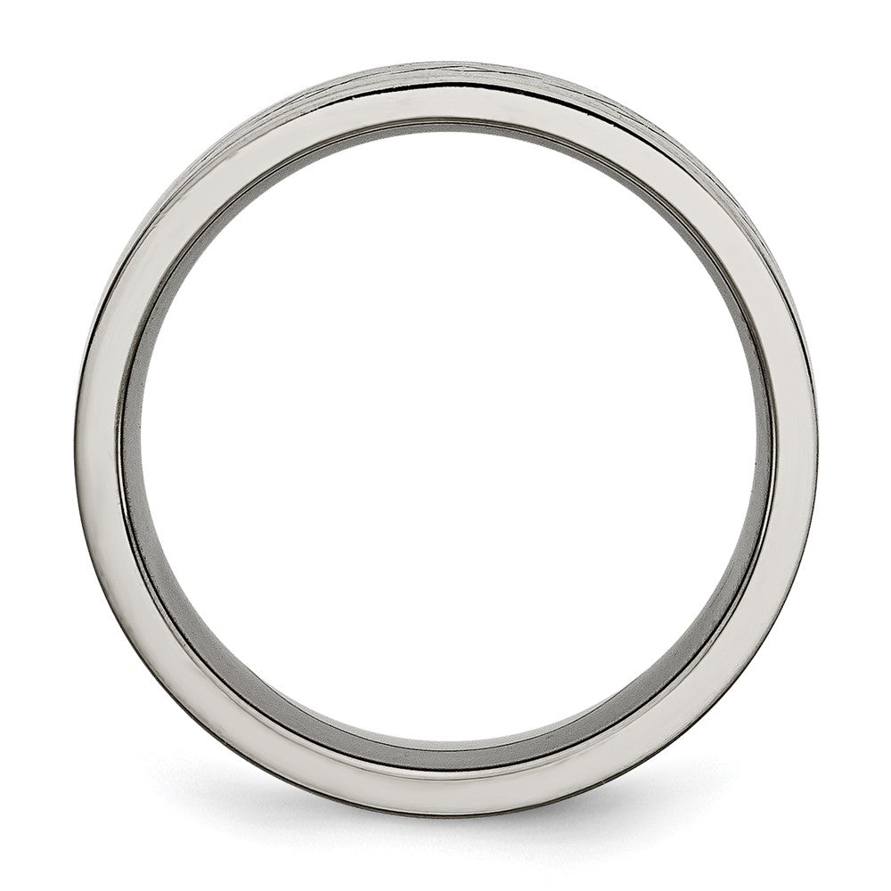Titanium Brushed Cross Design 8mm Flat Band Size - 14