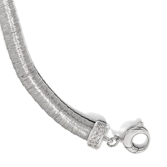 Sterling Silver Rhodium-plated CZ with 1in ext. Bracelet