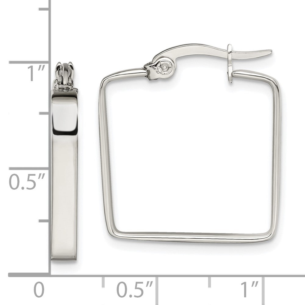 Stainless Steel Polished 20mm Square Hoop Earrings