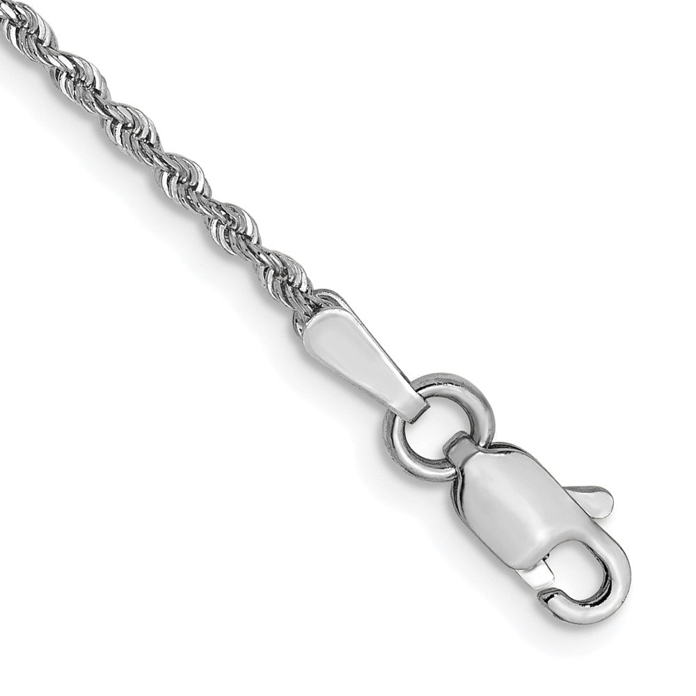 14K White Gold 1.3mm Diamond-Cut Rope Chain 7  inches
