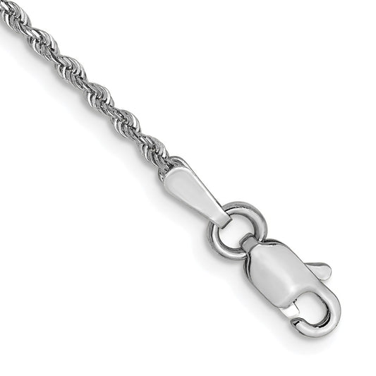 14K White Gold 1.3mm Diamond-Cut Rope Chain 7  inches