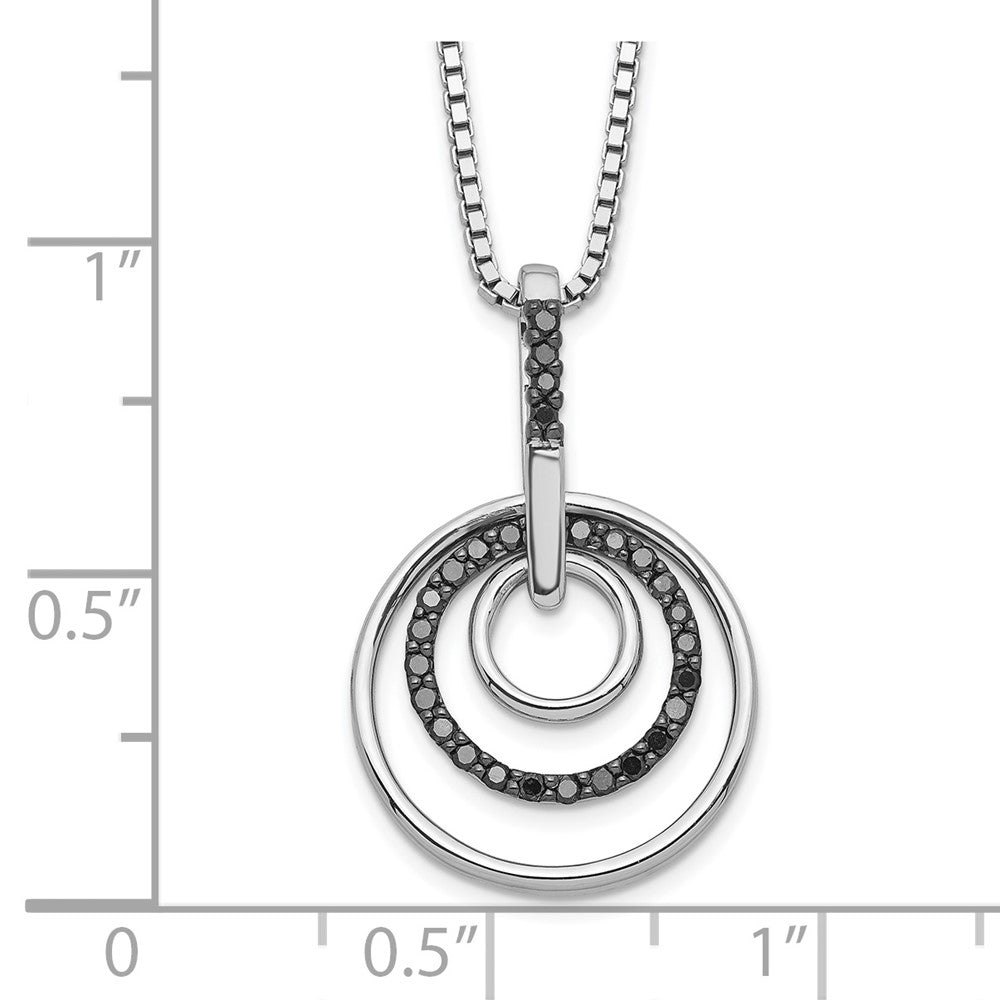 White Night Sterling Silver Rhodium-plated Black Diamond Circle 18 Inch Necklace with 2 Inch Extender 18 Inches