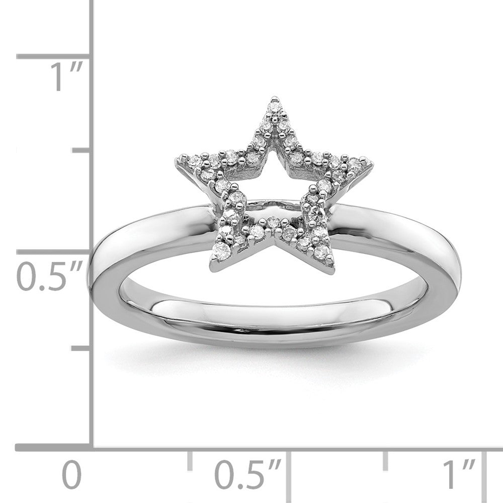 Sterling Silver Stackable Expressions Star Diamond Ring Size -5