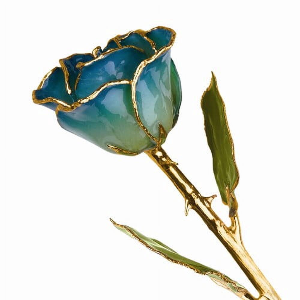 24k Gold Plated Trim Peridot and Navy Pearl Rose