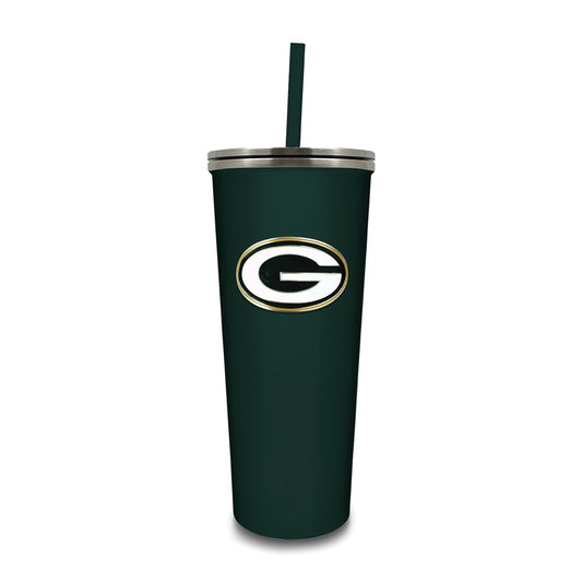 NFL Green Bay Packers Stainless Steel 24 ounce Skinny Tumbler with Emblem and Straw