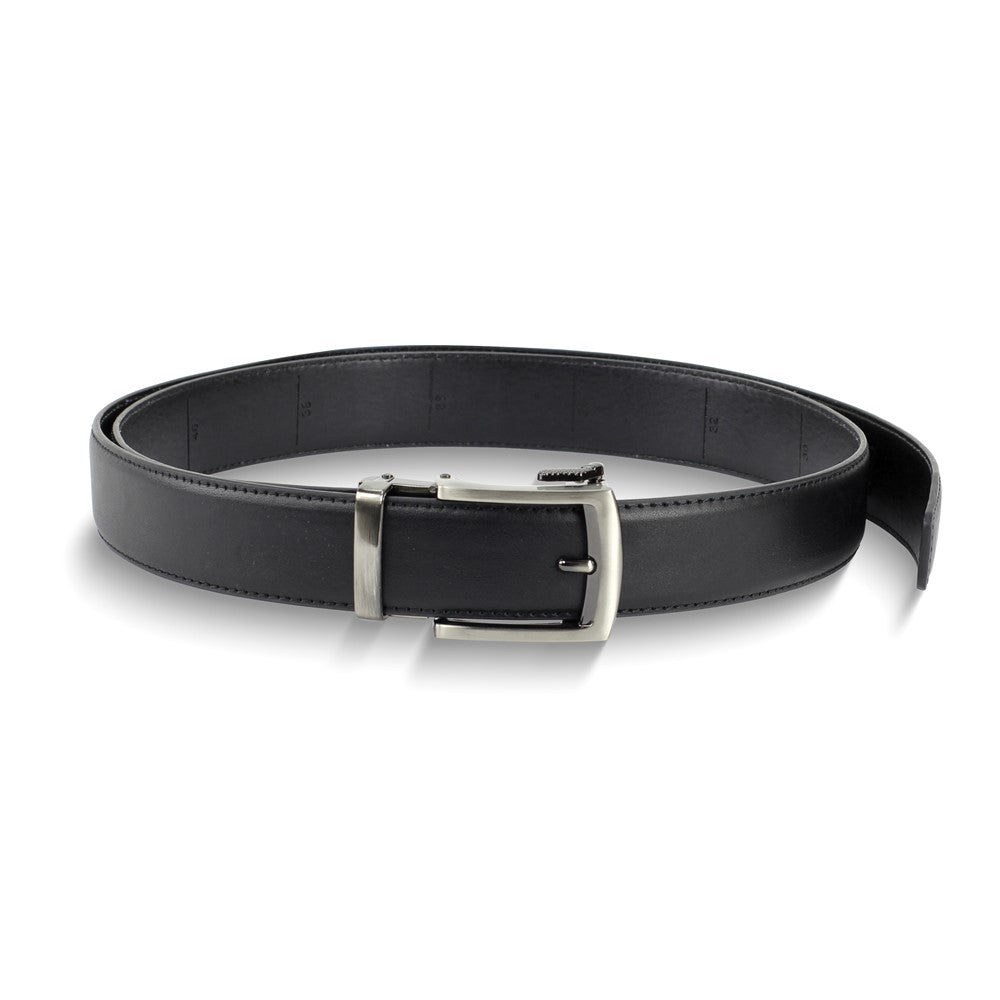 Black Vegan Leather Comfort Fit Ratchet Belt Adjusts From 28 to 48 Inches