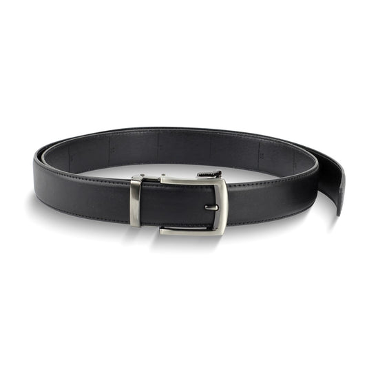 Black Vegan Leather Comfort Fit Ratchet Belt Adjusts From 28 to 48 Inches