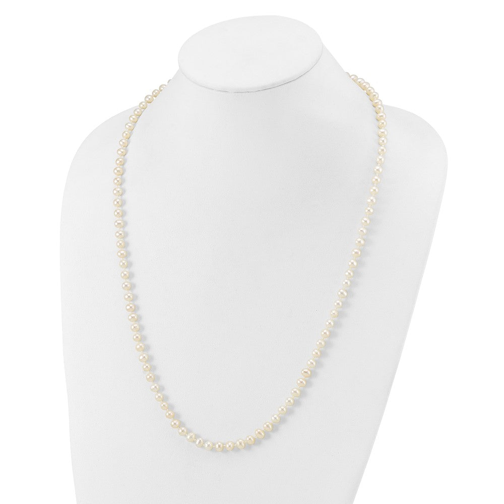 10k 5-6mm White Near-Round Freshwater Cultured Pearl 24 inch Necklace