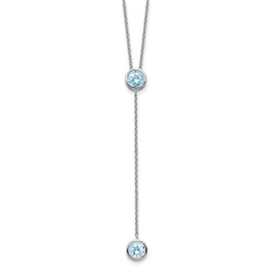Sterling Silver Rhodium-plated Blue Topaz w/ 2in ext. Y-Necklace 16 Inches