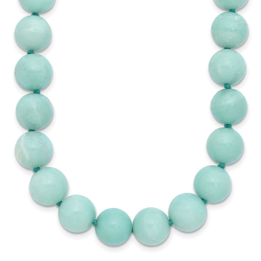 10-10.5mm Smooth Beaded Amazonite Necklace w/Sterling S.RH Clasp 18 Inches