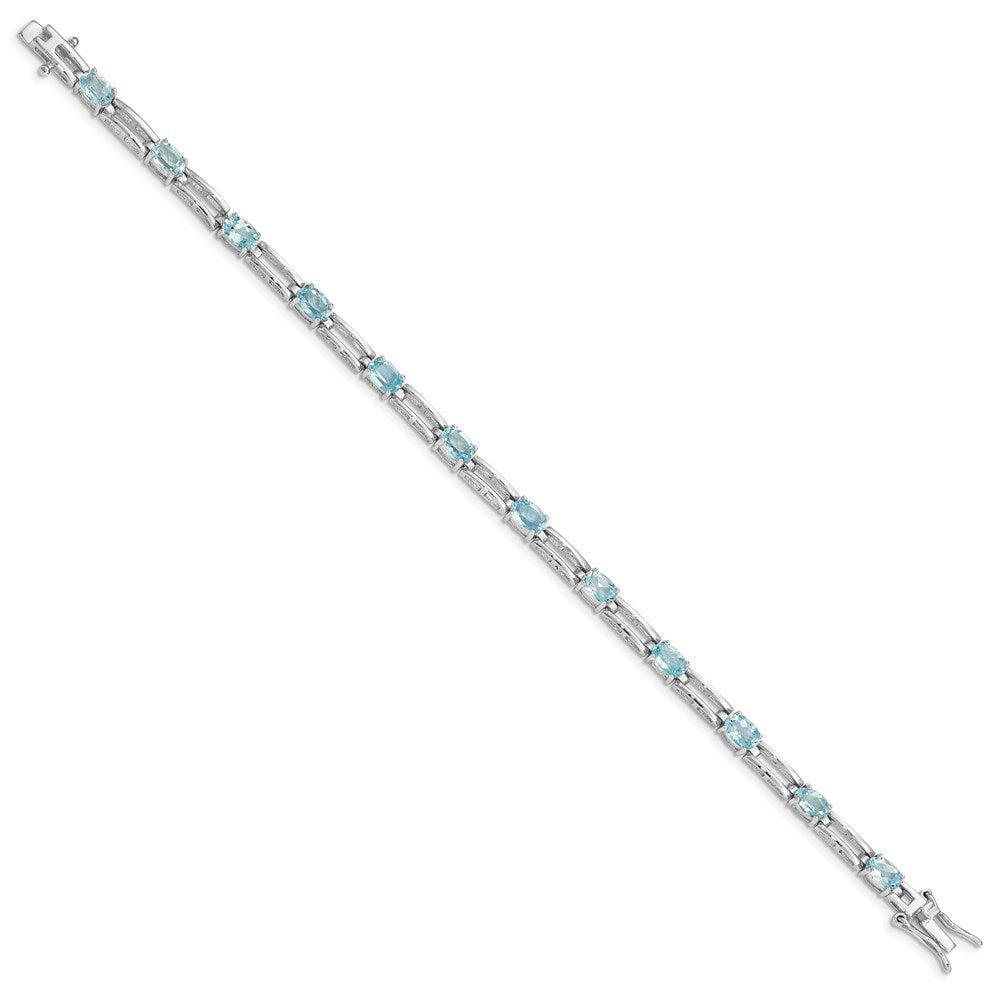 Sterling Silver Rhodium-plated Blue Topaz Bracelet 7 inches