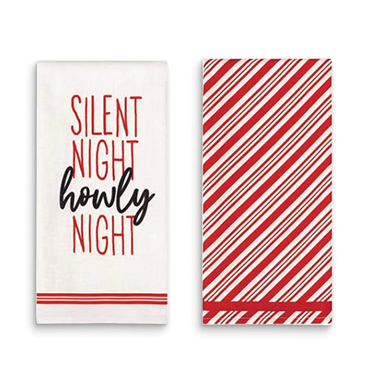 Silent Howly Night Christmas Set of Two Cotton Kitchen Towels