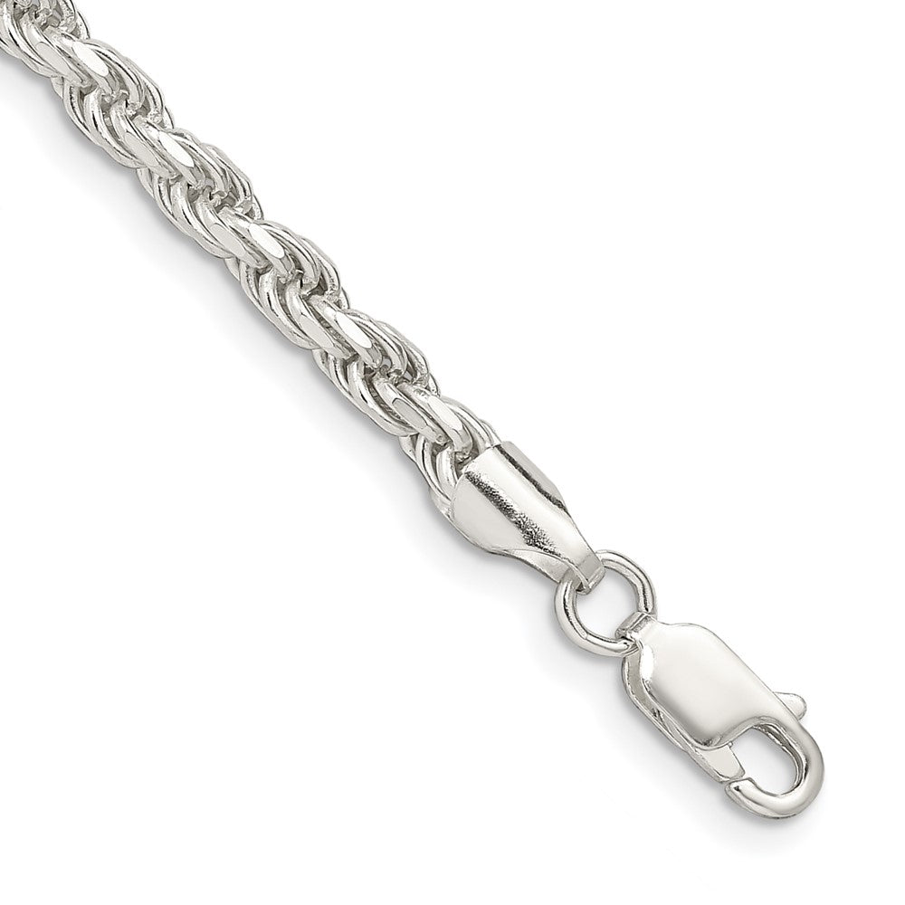 Sterling Silver 3.75mm Diamond-cut Rope Chain 7 inches