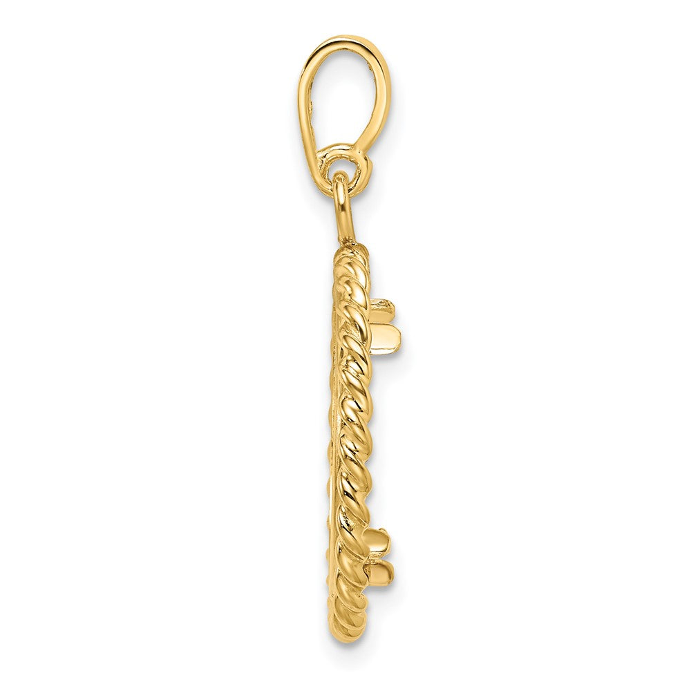 Wideband Distinguished Coin Jewelry 14k Polished with Twisted Wire 16.5mm Prong Coin Bezel Pendant