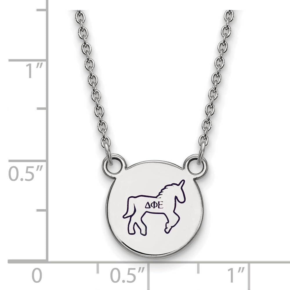 Sterling Silver 18in Official Licensed Greek Sororities Delta Phi Epsilon (???) XS Enamel Pendant w/Necklace