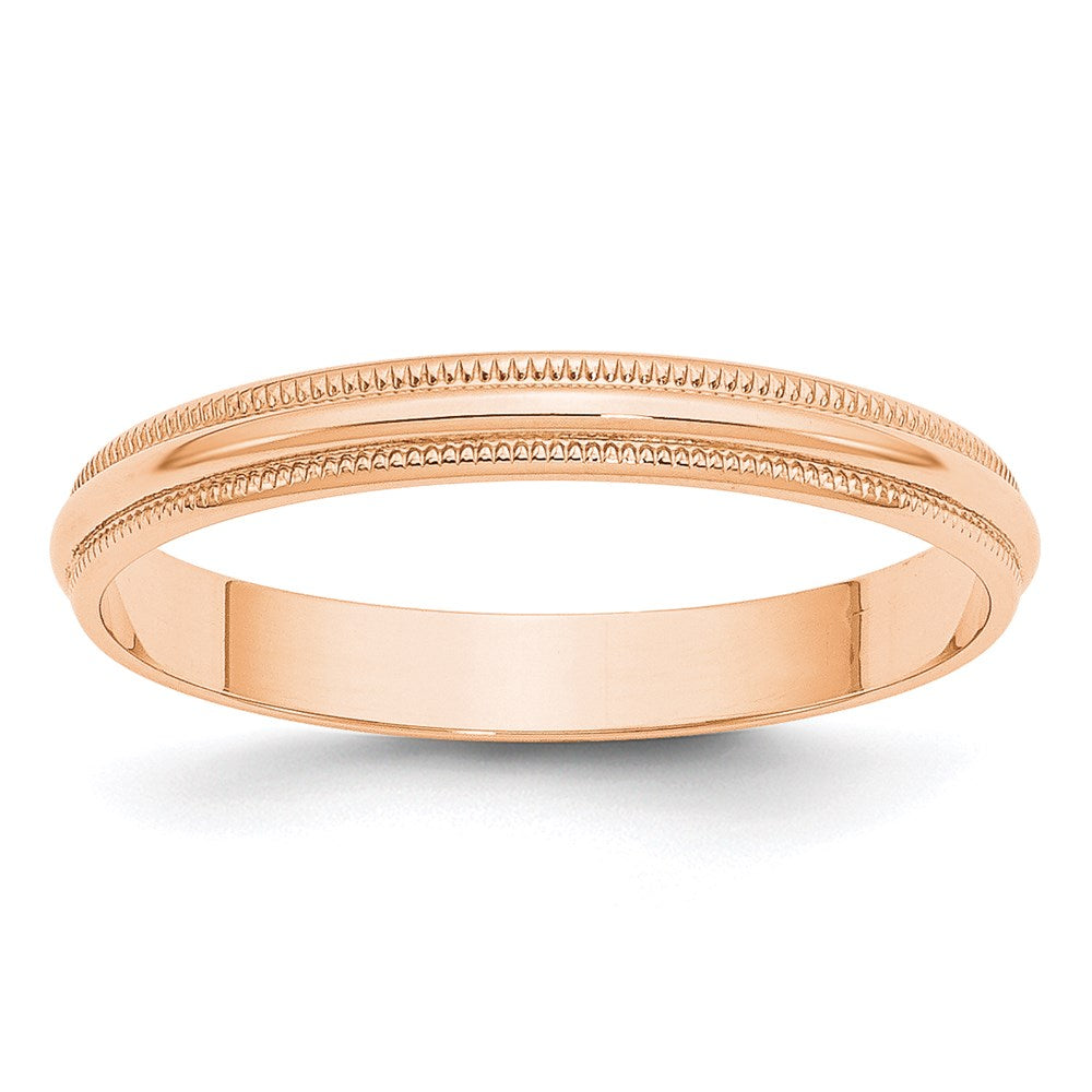 10k Rose Gold 3mm Lightweight Milgrain Half Round Wedding Band Size 4.5