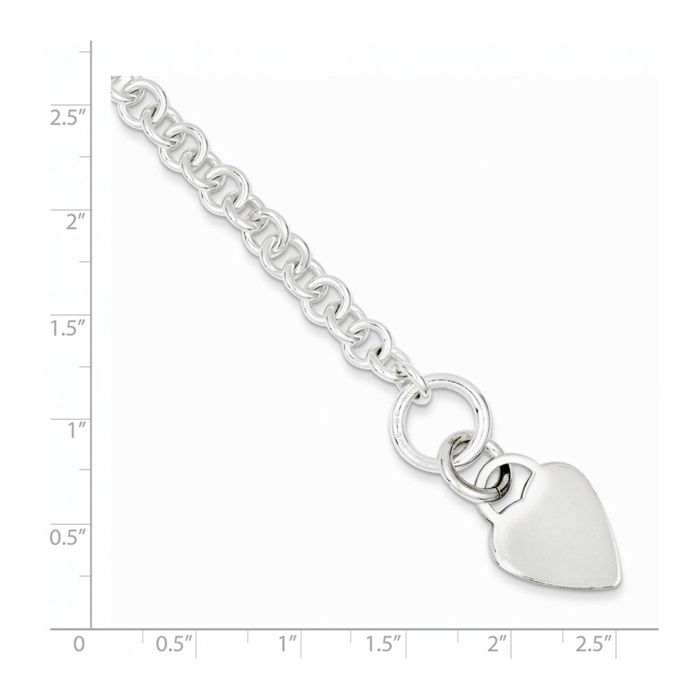 Sterling Silver Polished Heart Bracelet 7.5 inches