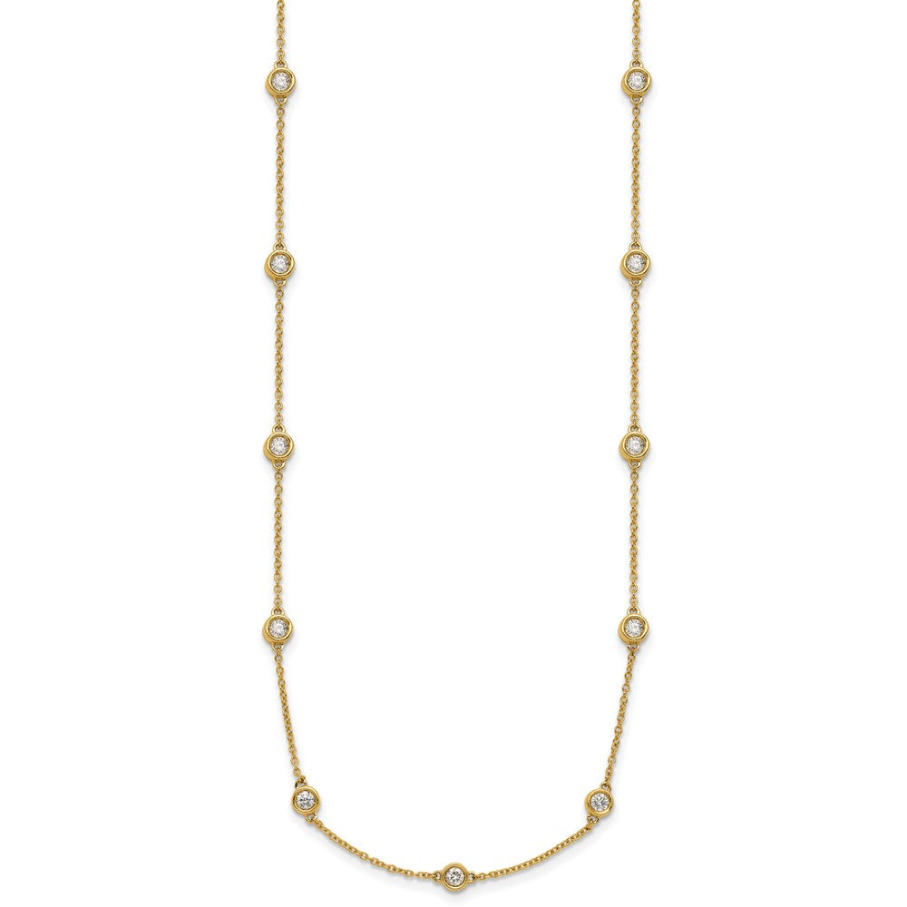 14k Complete 7/8 carat Bezel-set Diamond and Cable Chain 16-Station 16 inch Necklace