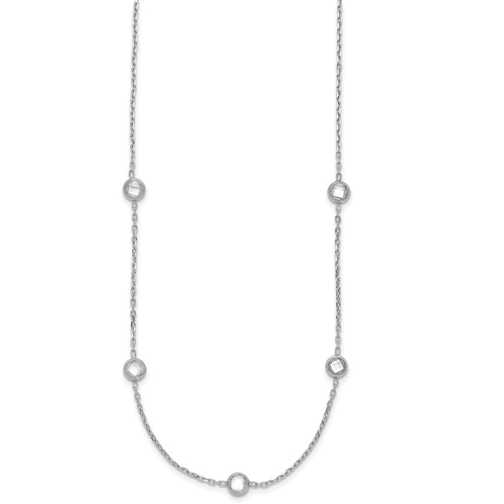 Sterling Silver Rhodium-plated 16-Station CZ Polished Necklace 36 Inches