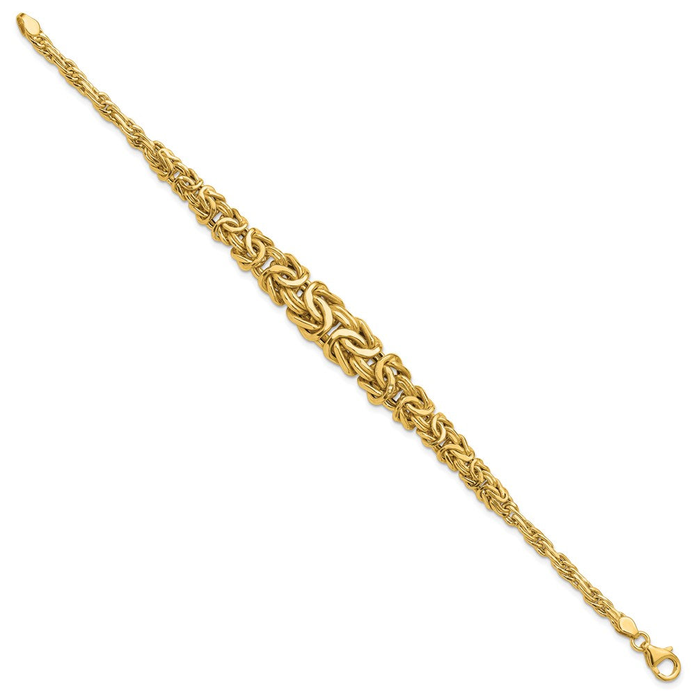 14K Polished Byzantine Graduated Bracelet 7.5  inches