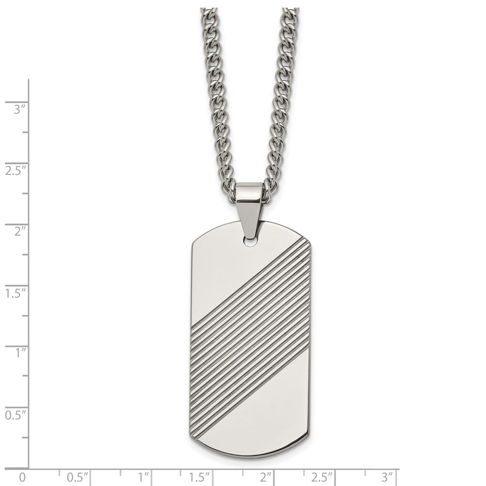 Tungsten Textured and Polished Dog Tag 24in Necklace