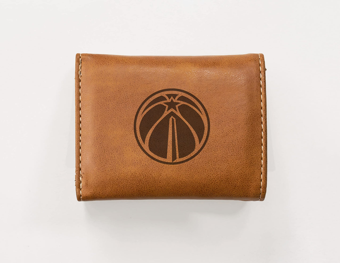 Basketball Rico Industries Washington Wizards Brown Laser Engraved Trifold Laser Engraved Tri-Fold Wallet - Men's Accessory