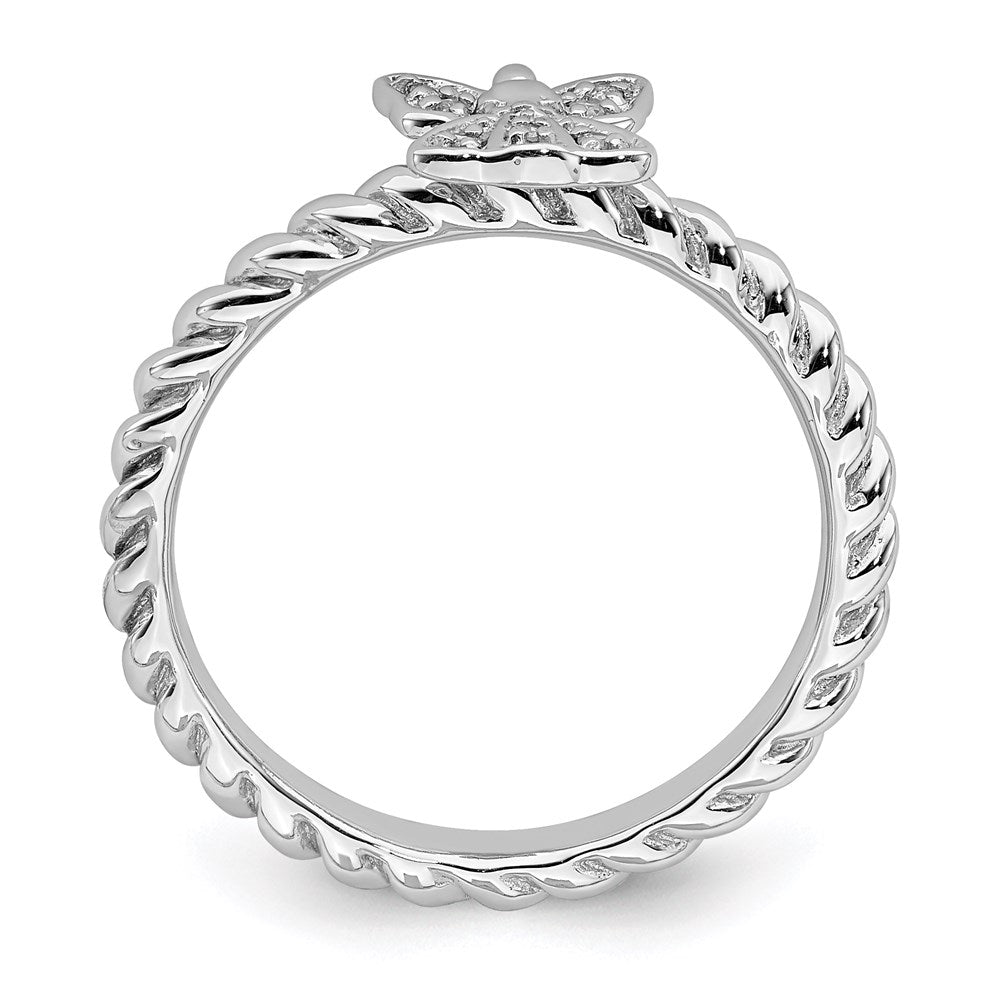 Sterling Silver Stackable Expressions Polished Diamond Angel Ring Size -6