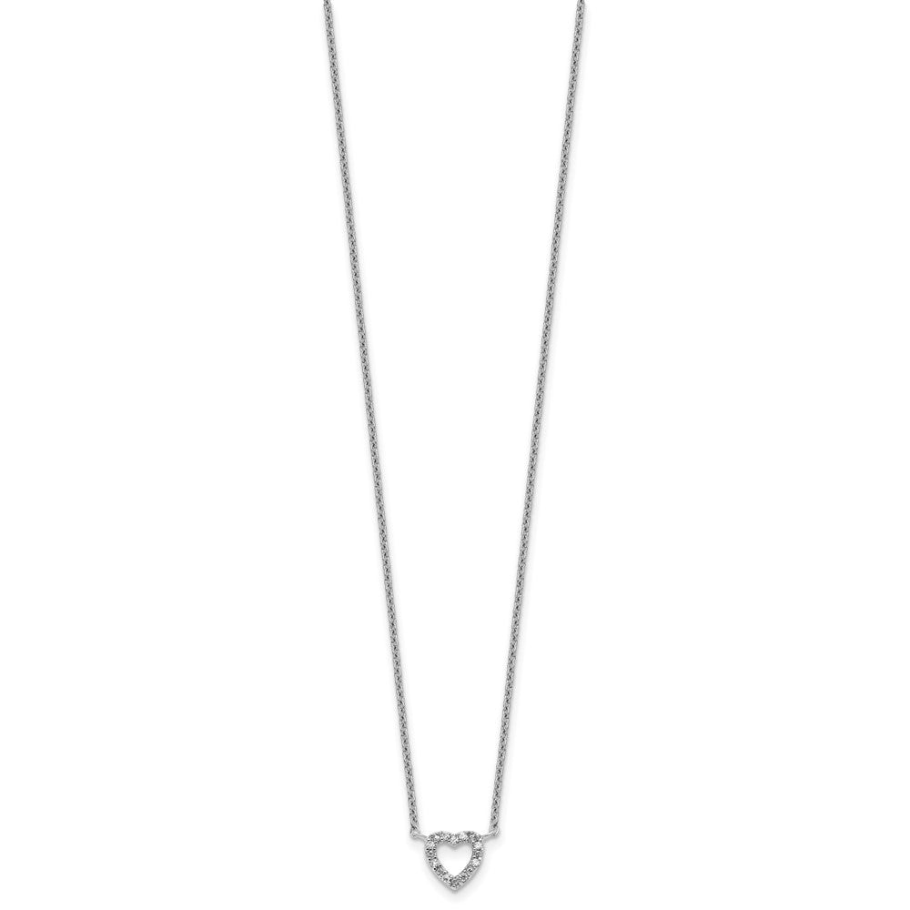 Cheryl M Sterling Silver Rhodium-plated Polished CZ Open Heart 16 Inch with 2 Inch Extension Necklace
