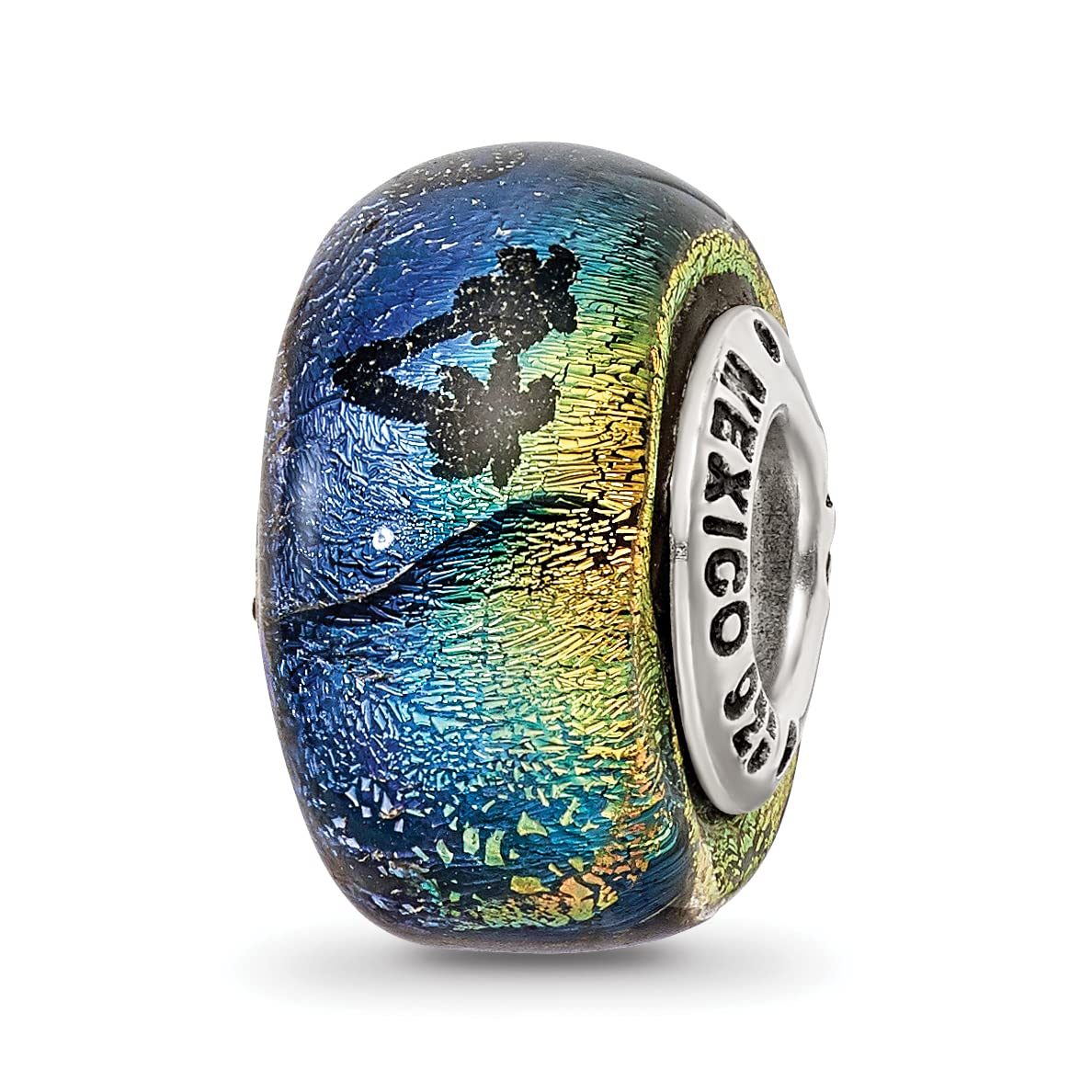 Sterling Silver Reflections Bahama Orange Dichroic Glass Bead