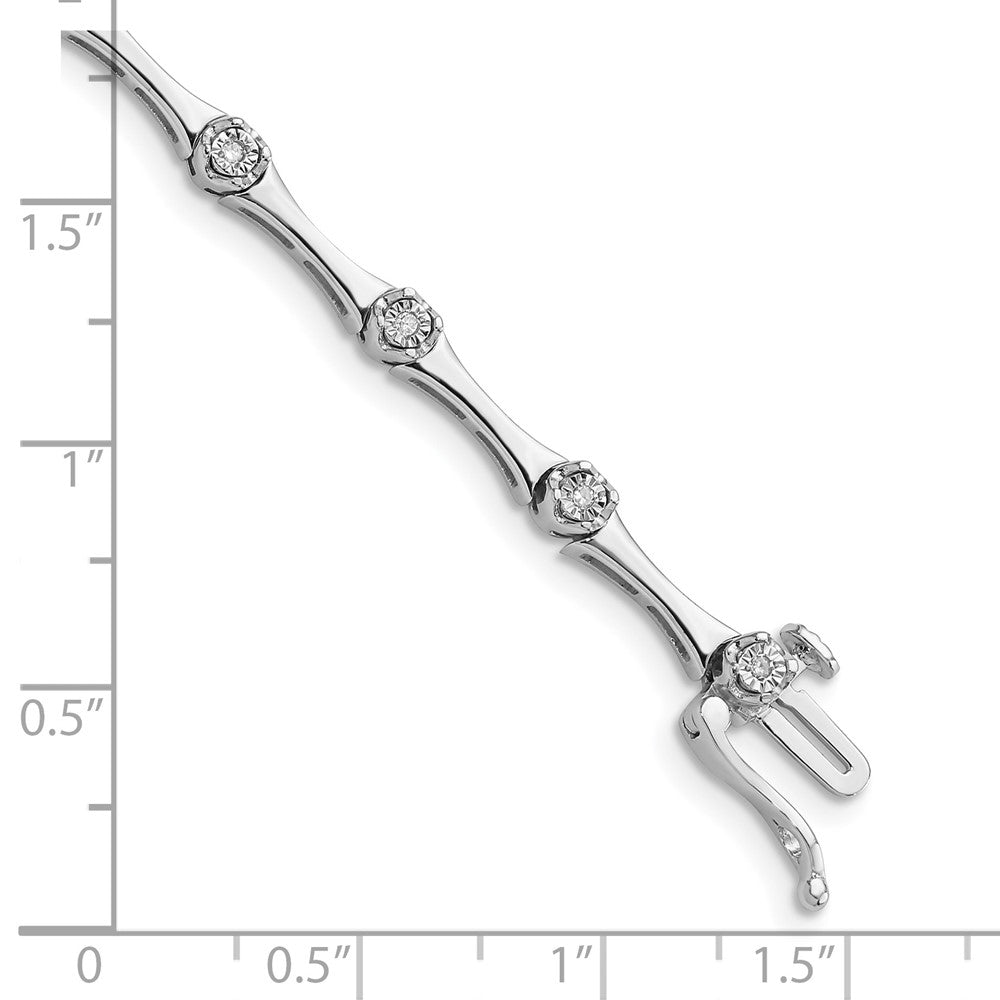 Sterling Silver Rhodium Plated Diamond Bracelet 7 inches