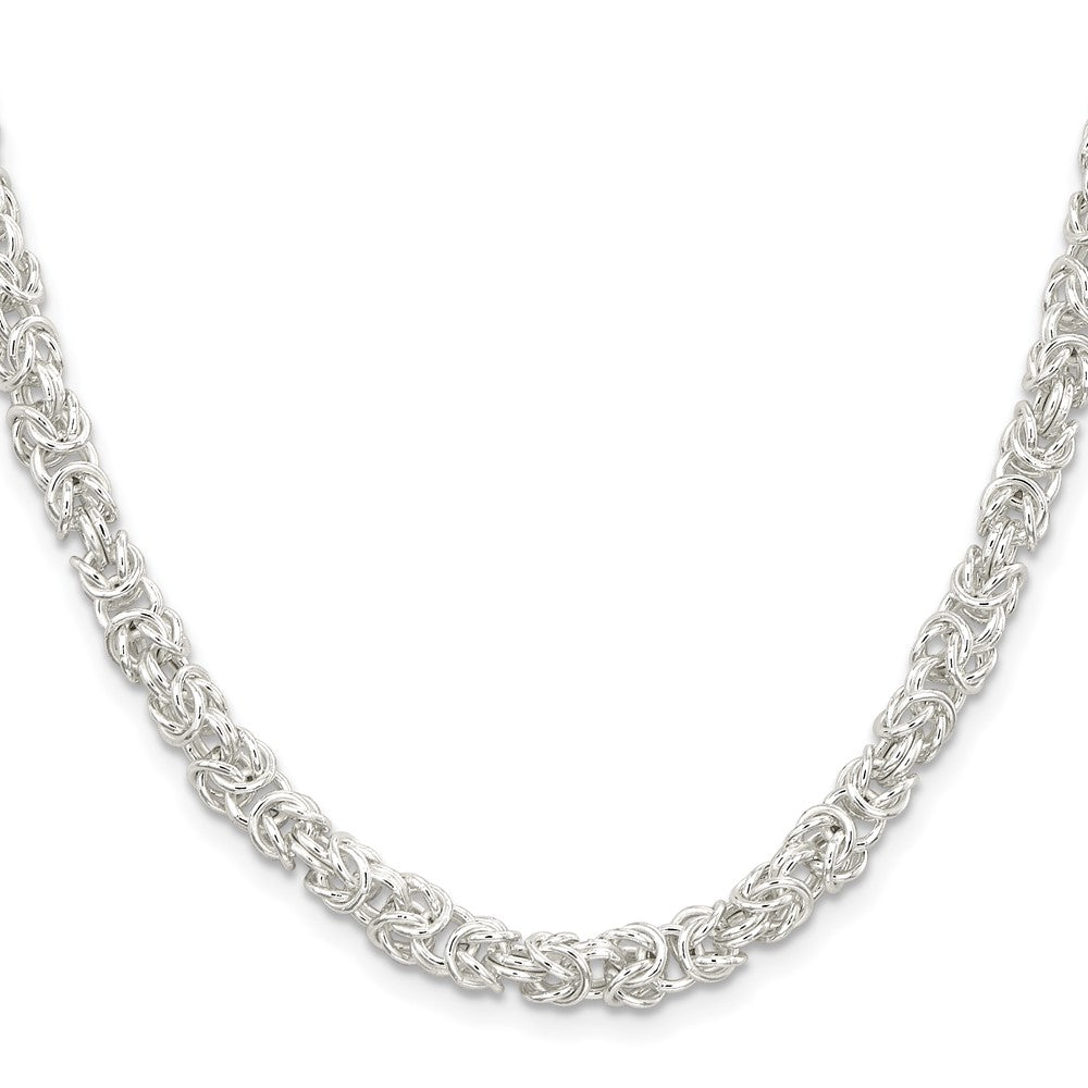 Sterling Silver 5.5mm Rounded Byzantine Chain 18 Inches