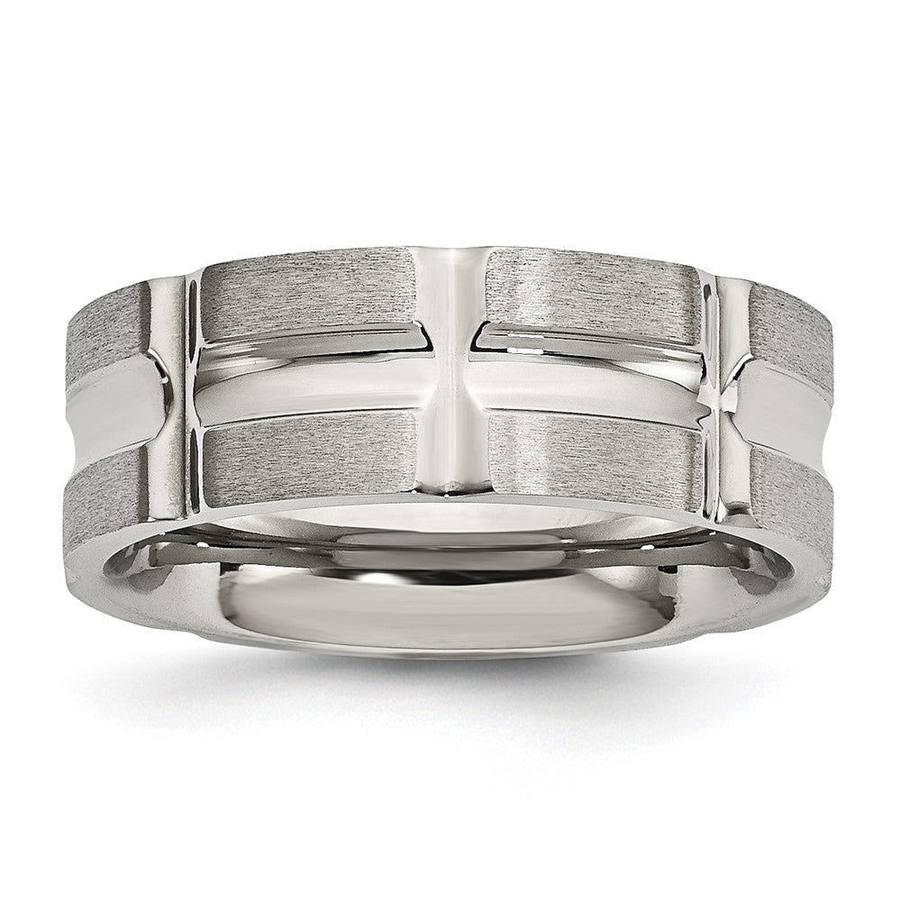 Stainless Steel Brushed and Polished 8mm Grooved Band