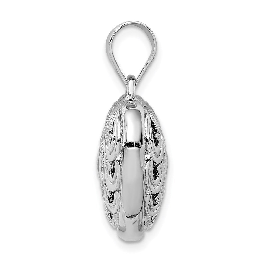 Sterling Silver Rhodium-plated Cut-out Heart Swirl Pendant