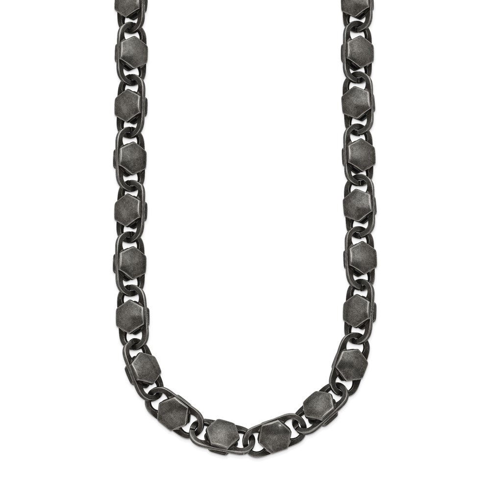 Stainless Steel Antiqued and Brushed 8.50mm 24in Necklace