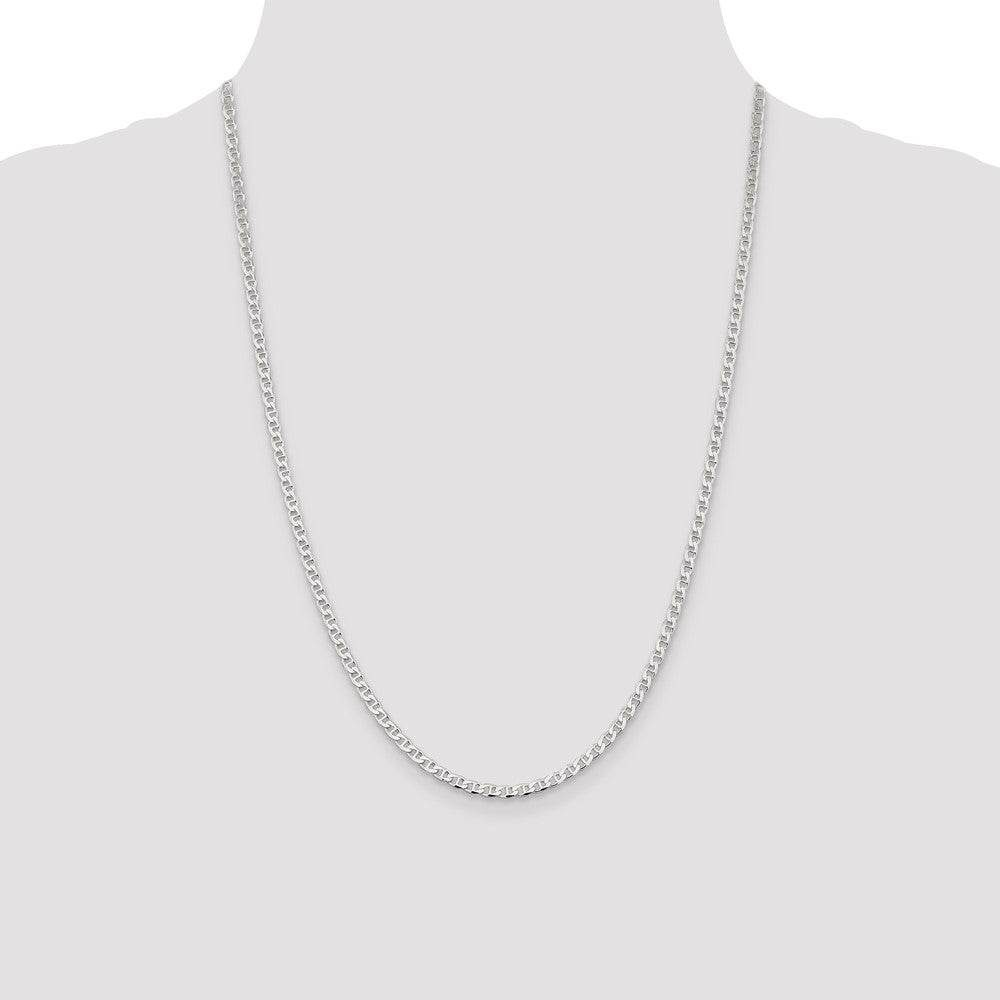 Sterling Silver 3.15mm D/C Flat Anchor Curb Chain 24 Inches
