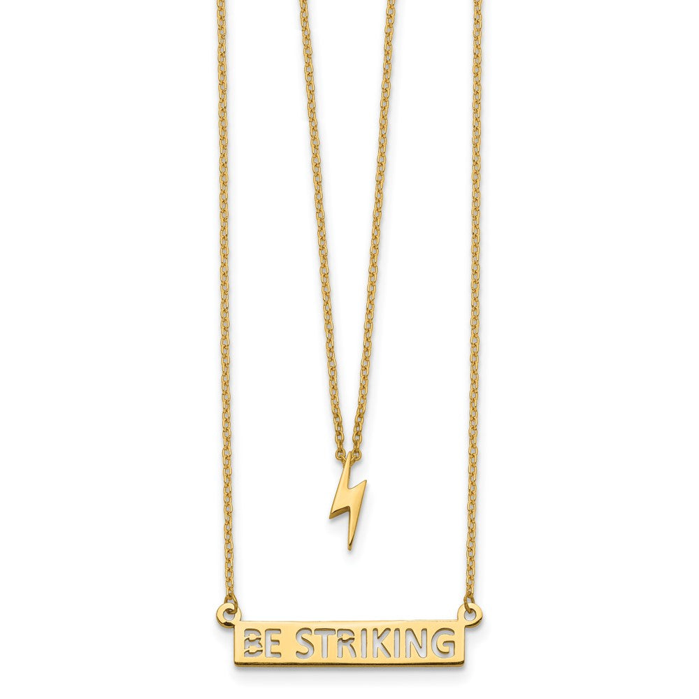 14k Two-Strand Polished Lightning & Be Striking Bar Necklace