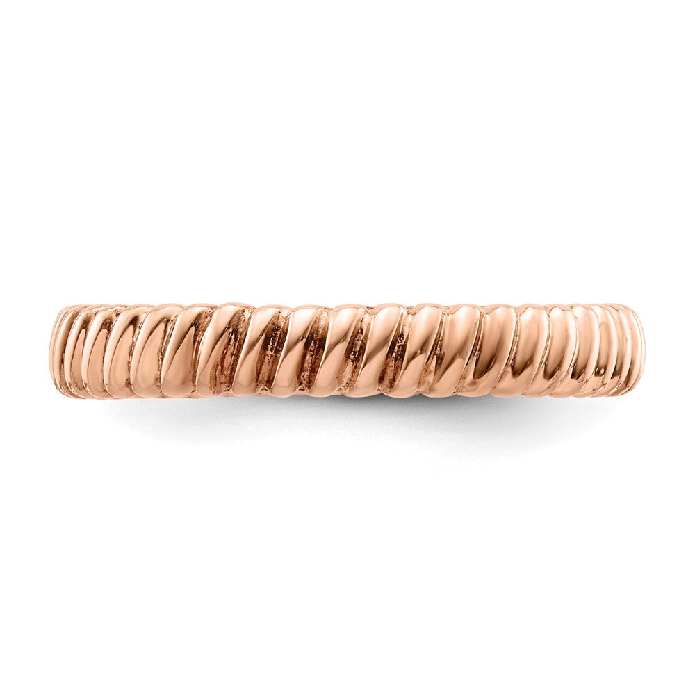 Sterling Silver Stackable Expressions Pink-plated Ring Size -7