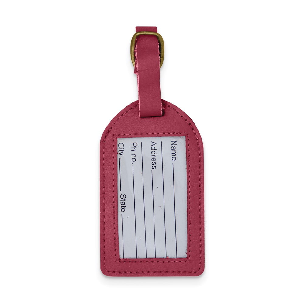 Maroon Leather Luggage Tag with Buckle Strap QGM22550