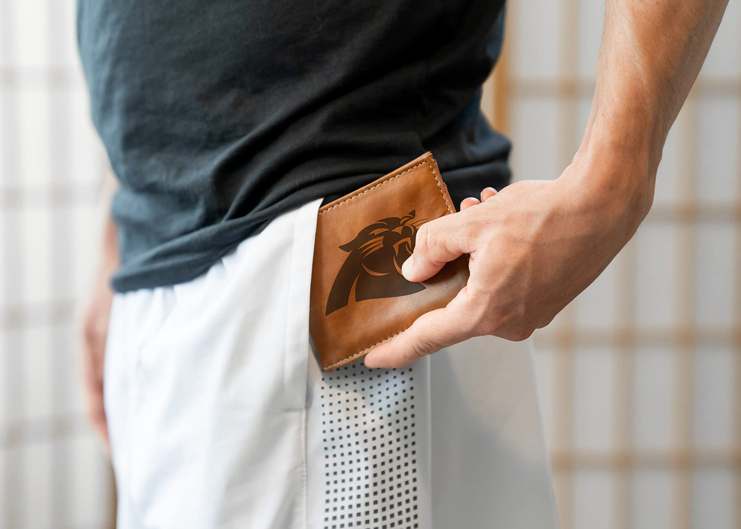 Rico Industries Football Carolina  Brown Laser Engraved Bill-fold Wallet - Slim Design - Great Gift