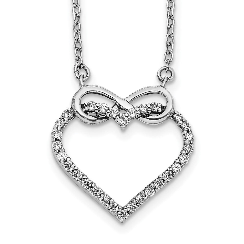 14k White Gold Diamond Heart Infinity 18 inch Necklace