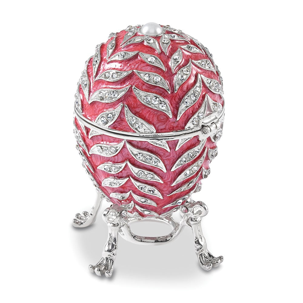 Luxury Giftware by Jere Bejeweled LUSCIOUS PINK (Plays Endless Love) Musical Egg Trinket Box with Matching 18 inch Necklace