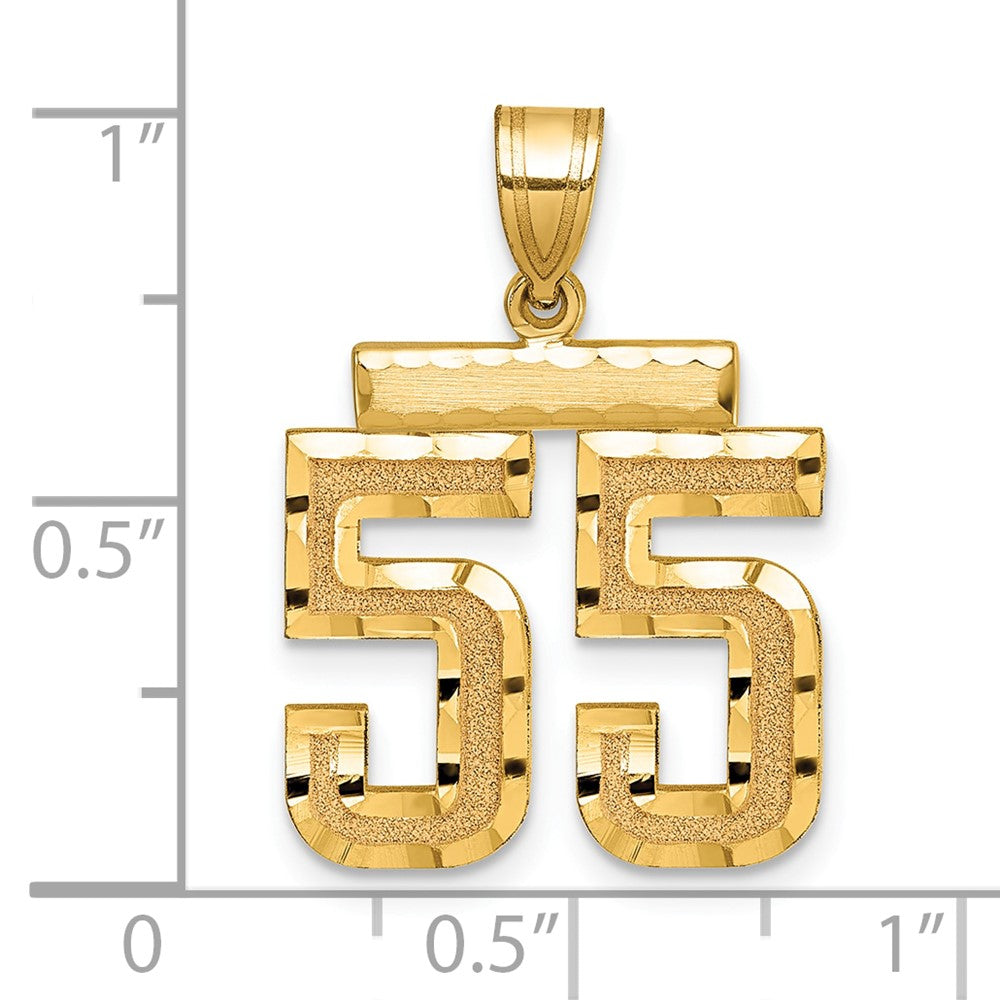 14k Medium Diamond-cut Number 55 Charm