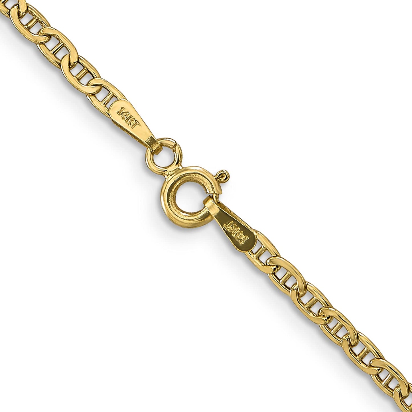 14K 10 inch 2.4mm Semi-Solid Anchor with Spring Ring Clasp Anklet
