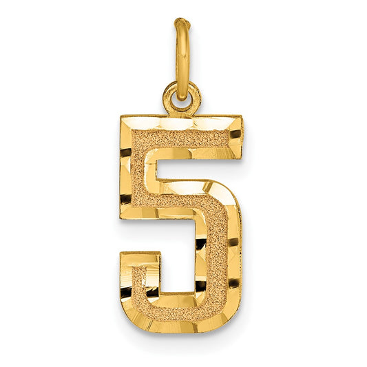 14k Medium Diamond-cut Number 5 Charm