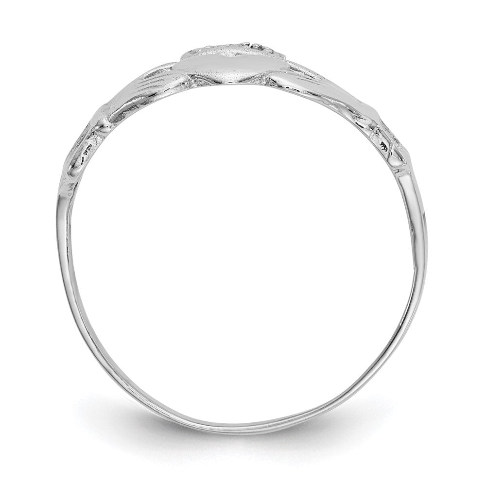 14k White Gold Polished Claddagh Ring Size 7